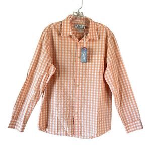 NEW Grayers Mens Orange And White Plaid Shirt